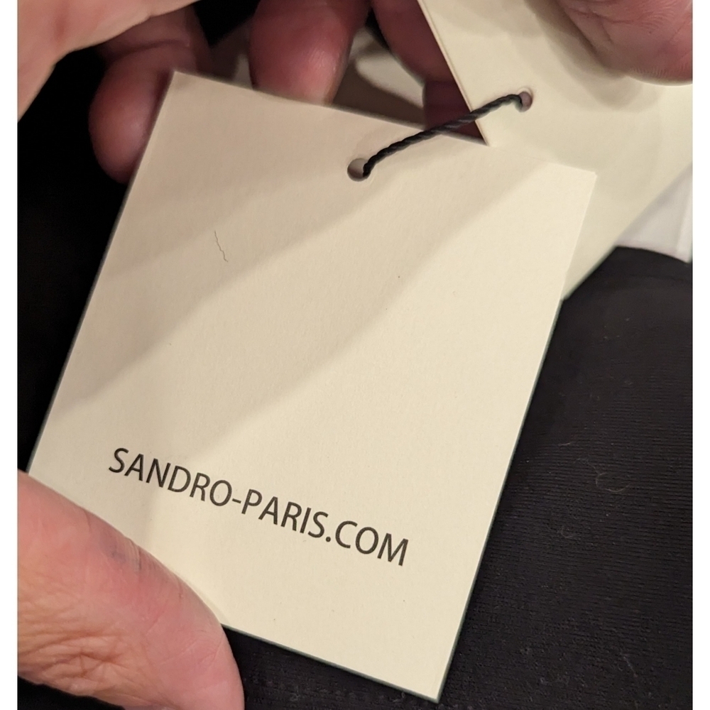 🆕 Sandro Paris Black Noir Stretch Fabric Carrot Pants Size 36 - Picture 10 of 13